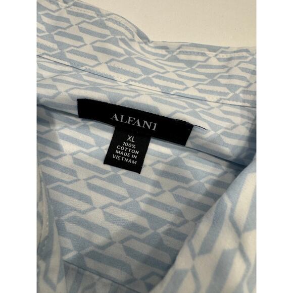 ALFANI Men's Button Up Dress Shirt Size XL Blue Geometric Collared Long Sleeve - Picture 5 of 9